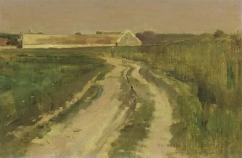 Contadino su una strada di campagna